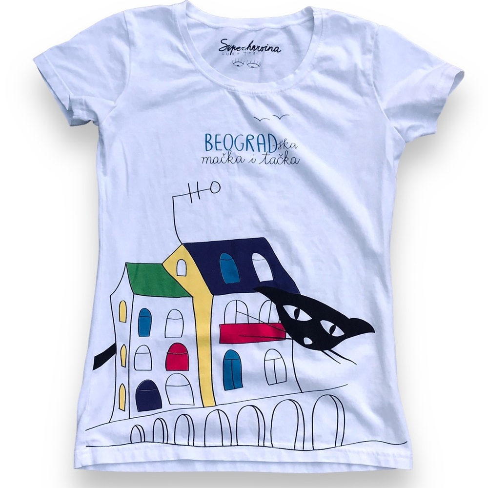 SUPERHEROINA Bright White Fitted T-shirt Cap Sleeves - SM